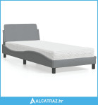Krevet s madracem svjetlosivi 90x190 cm od tkanine - NOVO