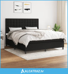 Krevet s oprugama i madracem crni 160x200 cm od tkanine - NOVO