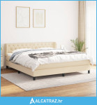 Krevet s oprugama i madracem krem 160x200 cm od tkanine - NOVO