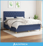 Krevet s oprugama i madracem plavi 160x200 cm od tkanine - NOVO