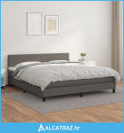 Krevet s oprugama i madracem sivi 160x200 cm od umjetne kože - NOVO