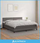 Krevet s oprugama i madracem sivi 160x200 cm od umjetne kože - NOVO