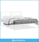 Metalni okvir za krevet s uzglavljem bijeli 160x200 cm - NOVO