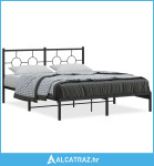 Metalni okvir za krevet s uzglavljem crni 160x200 cm - NOVO