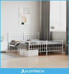 Metalni okvir kreveta uzglavlje i podnožje bijeli 160x200 cm - NOVO