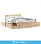 Okvir za krevet s ladicama 120 x 200 cm od masivne borovine - NOVO