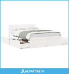Okvir za krevet s ladicama bijela 140x190 cm od masivnog drva - NOVO