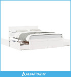 Okvir za krevet s ladicama bijeli 150 x 200 cm borovina - NOVO