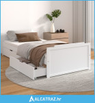 Okvir za krevet s ladicama bijeli 90 x 200 cm masivna borovina - NOVO