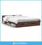 Okvir za krevet s ladicama smeđa boja hrasta 140x200 cm drveni - NOVO