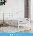 Okvir za krevet od masivnog drva bijeli 100 x 200 cm - NOVO