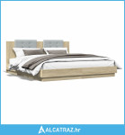 Okvir za krevet s uzglavljem boja hrasta 200x200 cm drveni - NOVO
