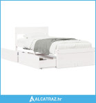 Okvir kreveta s ladicama bijeli 90 x 200 cm borovina - NOVO