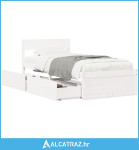 Okvir kreveta s ladicama bijeli 90x190 cm od borovine - NOVO