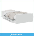 Okvir kreveta s ladicama bijelo 75x190 cm drveni - NOVO