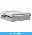 Okvir kreveta s ladicama siva boja betona 120x190 cm drveni - NOVO