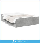 Okvir kreveta s ladicama siva boja betona 135x190 cm drveni - NOVO