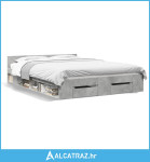 Okvir kreveta s ladicama siva boja betona 140x190 cm drveni - NOVO