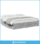 Okvir kreveta s ladicama siva boja betona 200x200 cm drveni - NOVO