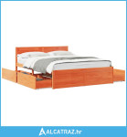 Okvir kreveta s ladicama voštano smeđi 150x200 cm od borovine - NOVO