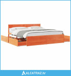 Okvir kreveta s ladicama voštano smeđi 200x200 cm od borovine - NOVO