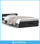 Okvir kreveta s ladicom crni 75 x 190 cm konstruirano drvo - NOVO