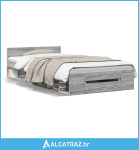 Okvir kreveta s ladicom siva boja hrasta 75 x 190 cm drveni - NOVO