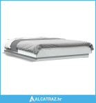 Okvir kreveta s LED svjetlima bijeli 135 x 190 cm drveni - NOVO