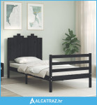 Okvir kreveta s uzglavljem crni 90 x 200 cm od masivnog drva - NOVO