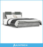Okvir kreveta s uzglavljem siva boja betona 120x200 cm drveni - NOVO