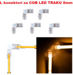 COB LED L konektor za kuteve za 2pin 8mm LED trake