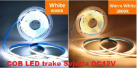 COB LED trake Svjetla Fleksibilna DC12V LEDENO ILI TOPLO BIJELA