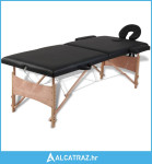 Crni sklopivi stol za masažu s 2 zone i drvenim okvirom - NOVO