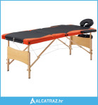 Sklopivi masažni stol s 3 zone drveni crno-narančasti - NOVO
