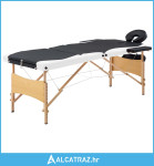 Sklopivi stol za masažu s 3 zone drveni crno-bijeli - NOVO