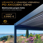 Bioklimatska pergola 3x4m motorizirana + LED - AKCIJA