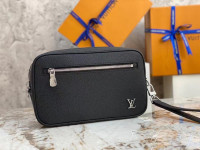 Louis Vuitton Black Taiga Leather Kasai Wristlet Bag