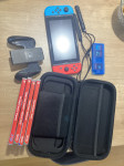 Nintendo Switch V2 (original račun, kutija plus igrice)