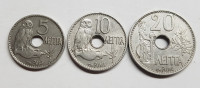 3 KOMADA, STARI NOVAC, GRČKA, 5,10 i 20 LEPTA, 1912.