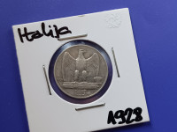 5 LIRE (LIRA) 1928-ITALY (ITALIJA)-V.EMANUELE III-SREBRO-RIJETKO