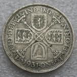 GREAT BRITAIN 1 FLORIN (Two Shillings) 1931 Silver