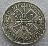 GREAT BRITAIN 1 FLORIN (Two Shillings) 1935 Silver