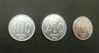 KOVANICE - LOT 3 kom. - Indonezija 100-200-1000 rupiah