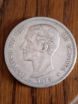 Srebrnjak 5 Pesetas 1875 Alfonso Xll