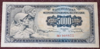 5000 dinara 1955 XF+/AUNC- sa brojem 2