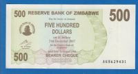 5248 /  ZIMBABWE 500 DOLLARS 2007 /  UNC / ORIGINALNA NOVČANICA