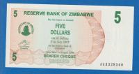 5256 / ZIMBABWE 5 DOLLARS 2007 /  UNC / ORIGINALNA NOVČANICA