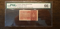 CROATIA 2 KUNE 1942 PMG 66 EPQ