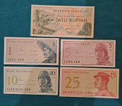 INDONEZIJA, UNC KVALITETA, 5 KOMADA, 1961 i 1964. (DW)