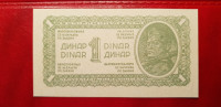 JUGOSLAVIJA 1 DINAR 1944 -TISKANO NA NOVINSKOM PAPIRU / GEM UNC